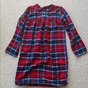 Lands End Red and Blue Plaid Long Sleeve Nightgown